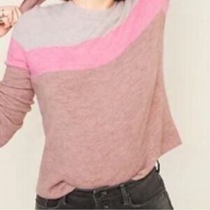 Pink and Beige Colorblock Sweater